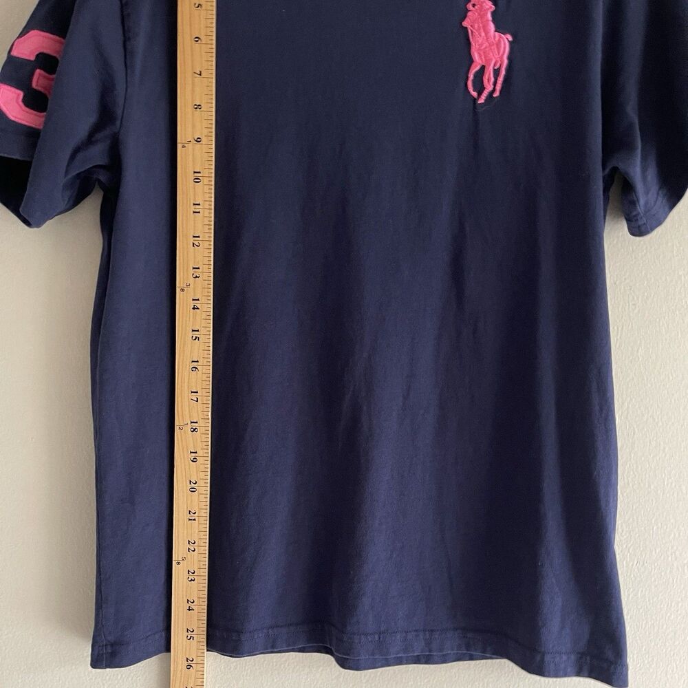 Ralph Lauren Short Sleeve Tshirt Size L Navy Hot Pink Embroidered Logo Crew Neck - Picture 6 of 7